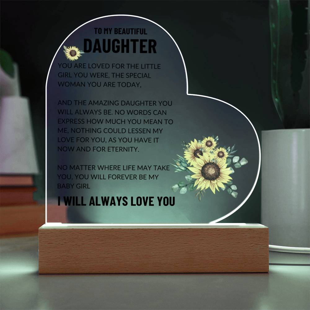 Gift  To My Daughter I Acrylic Heart Plaque