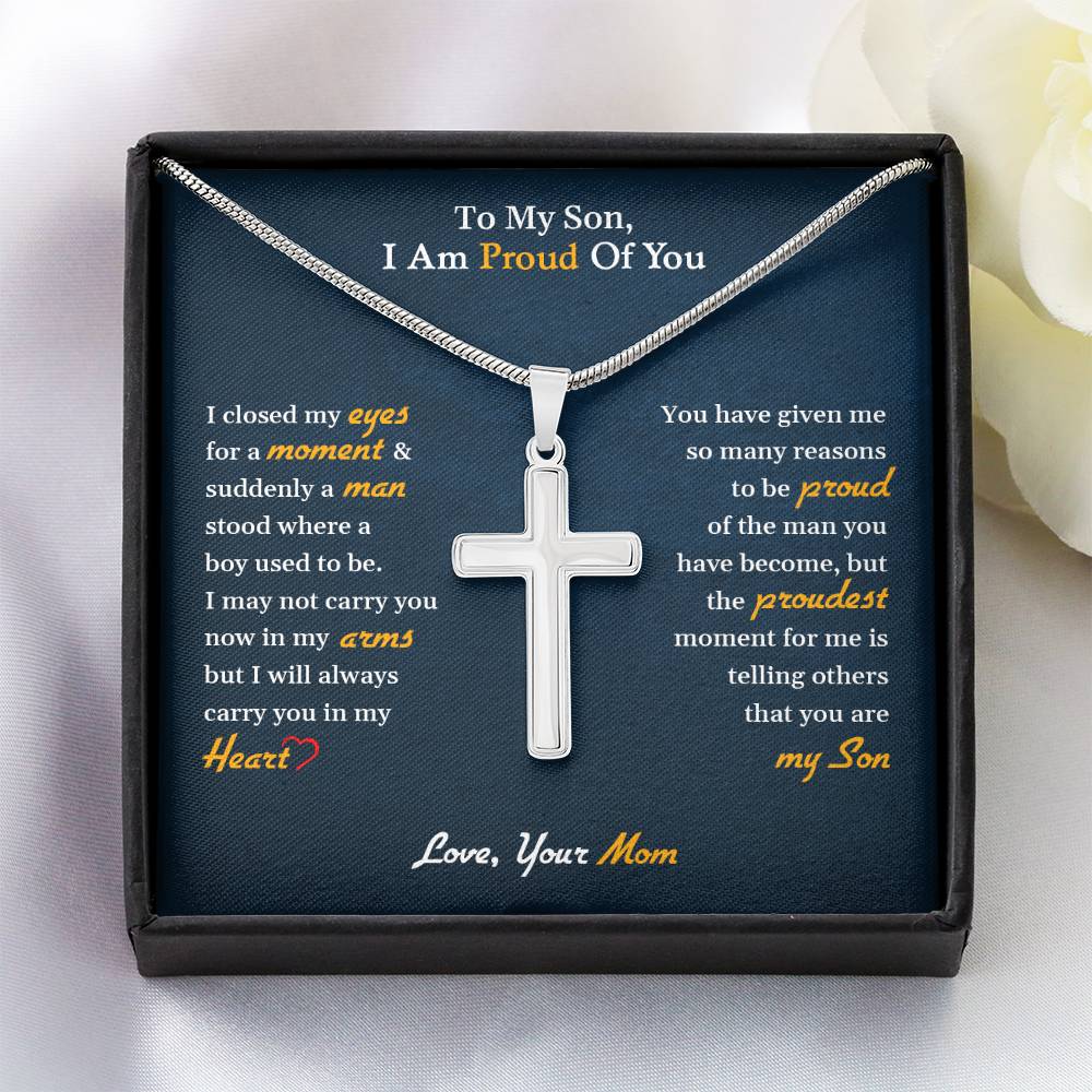 To My Son |  Stainless Steel Cross Necklace I My Life, My Love Always