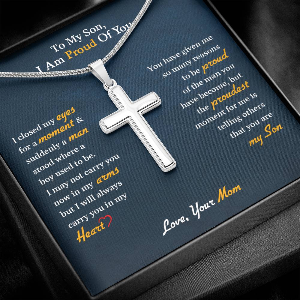 To My Son |  Stainless Steel Cross Necklace I My Life, My Love Always