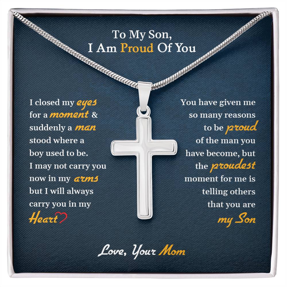 To My Son |  Stainless Steel Cross Necklace I My Life, My Love Always