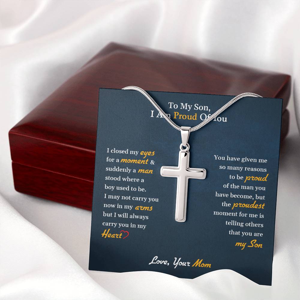 To My Son |  Stainless Steel Cross Necklace I My Life, My Love Always