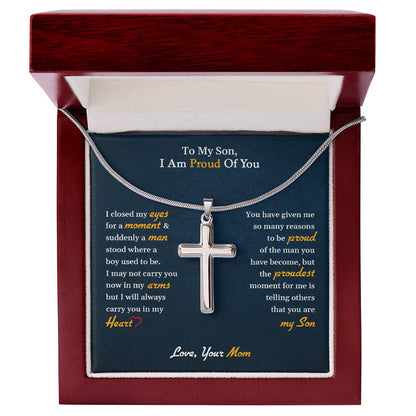 To My Son |  Stainless Steel Cross Necklace I My Life, My Love Always